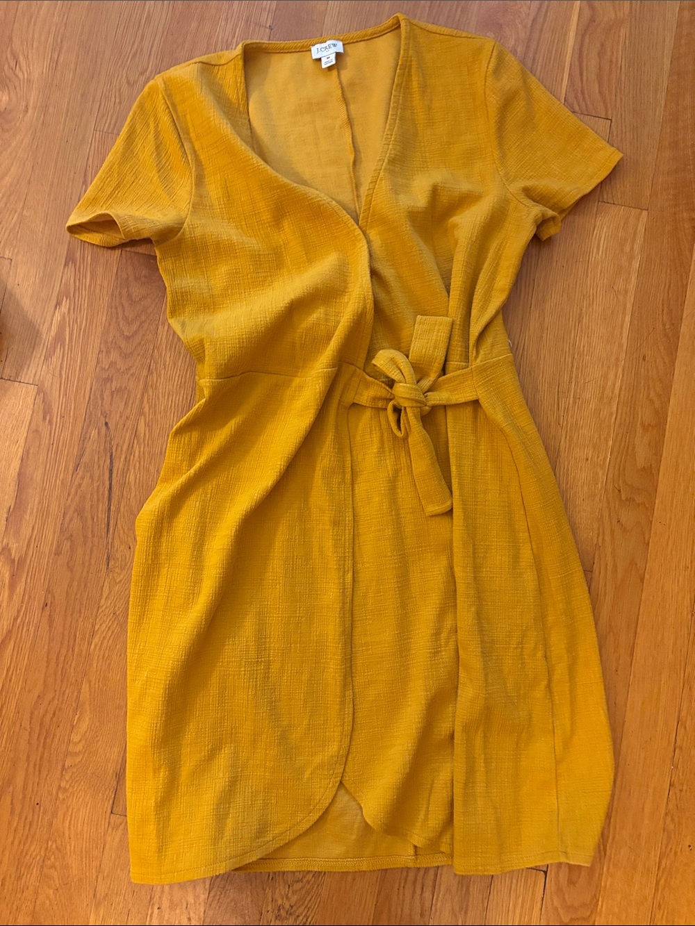 J. Crew Mustard Wrap Dress with Tie Waist